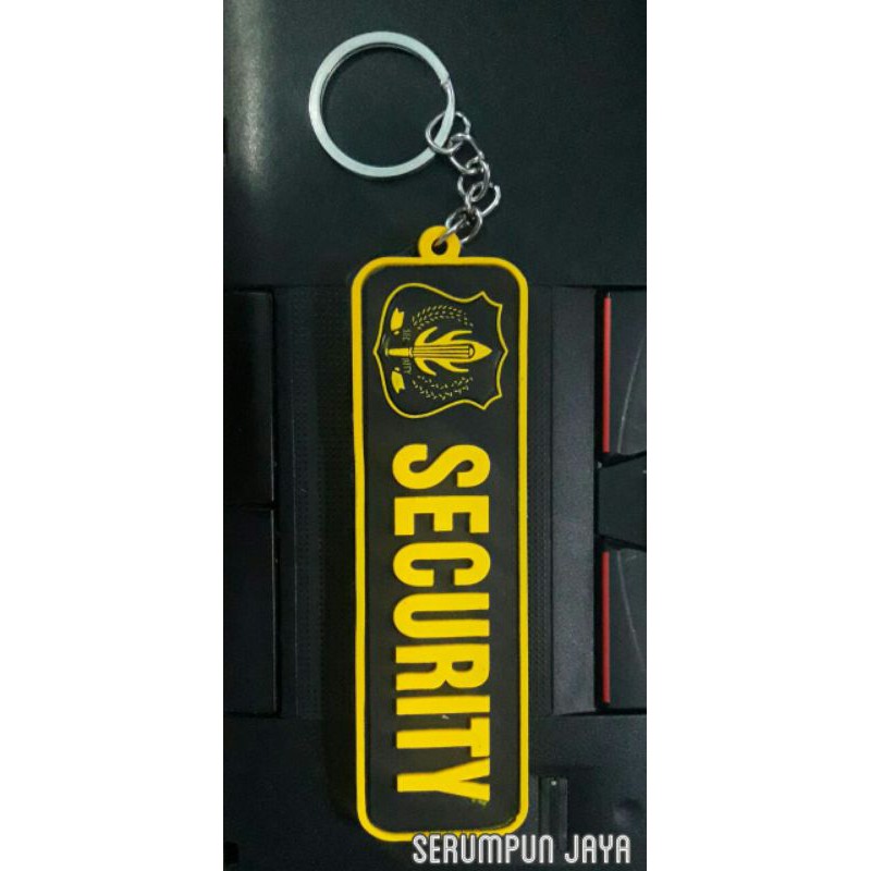 GANTUNGAN KUNCI SECURITY - GANTUNGAN KUNCI SECURITY LOGO KUNING 2 SISI BAHAN PATCH RUBBER