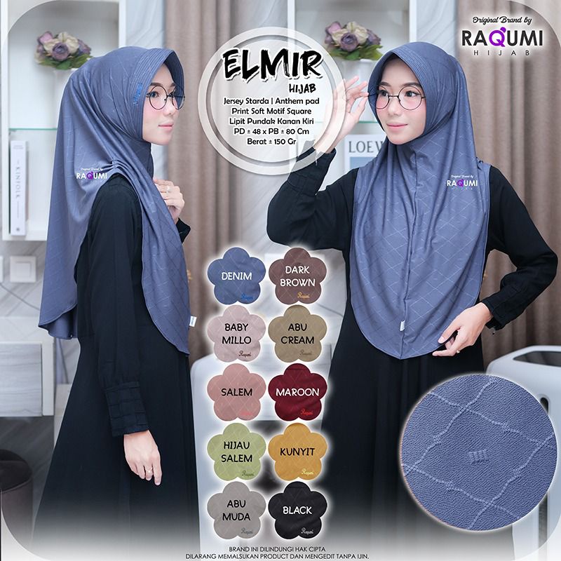 ELMIR BY RAQUMI HIJAB ORIGINAL SOLO