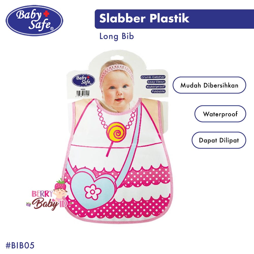 Baby Safe Waterproof Long Bib Slabber Plastik Celemek Makan Bayi BIB05 BBS078 Berry Mart