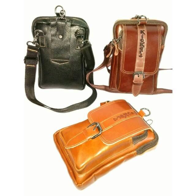 Tas selempang kulit Asli - TAS PINGGANG - SARUNG HP KULIT ASLI- TAS PRIA MINI- WAISTBAG- SARUNG HP