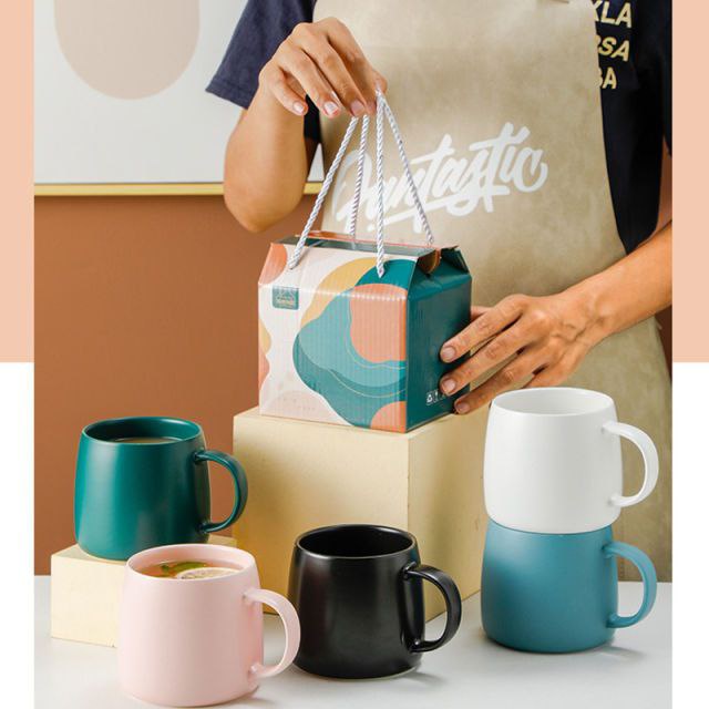 Warna Glasir Mug Keramik, Cangkir Air Merah Hadiah set Kotak Hadiah Cangkir Keramik