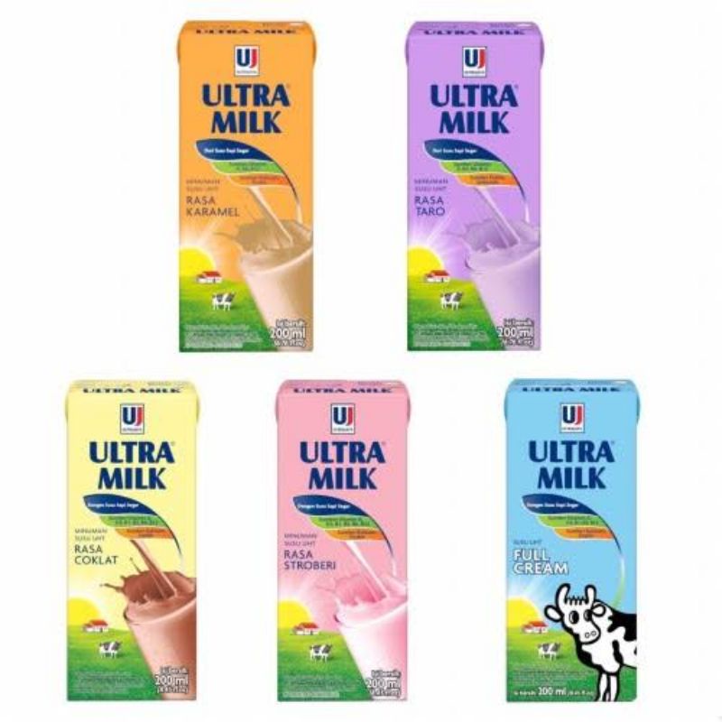 

susu ultra uht 200 ml all varian coklat strawberry fullcream taro karamel