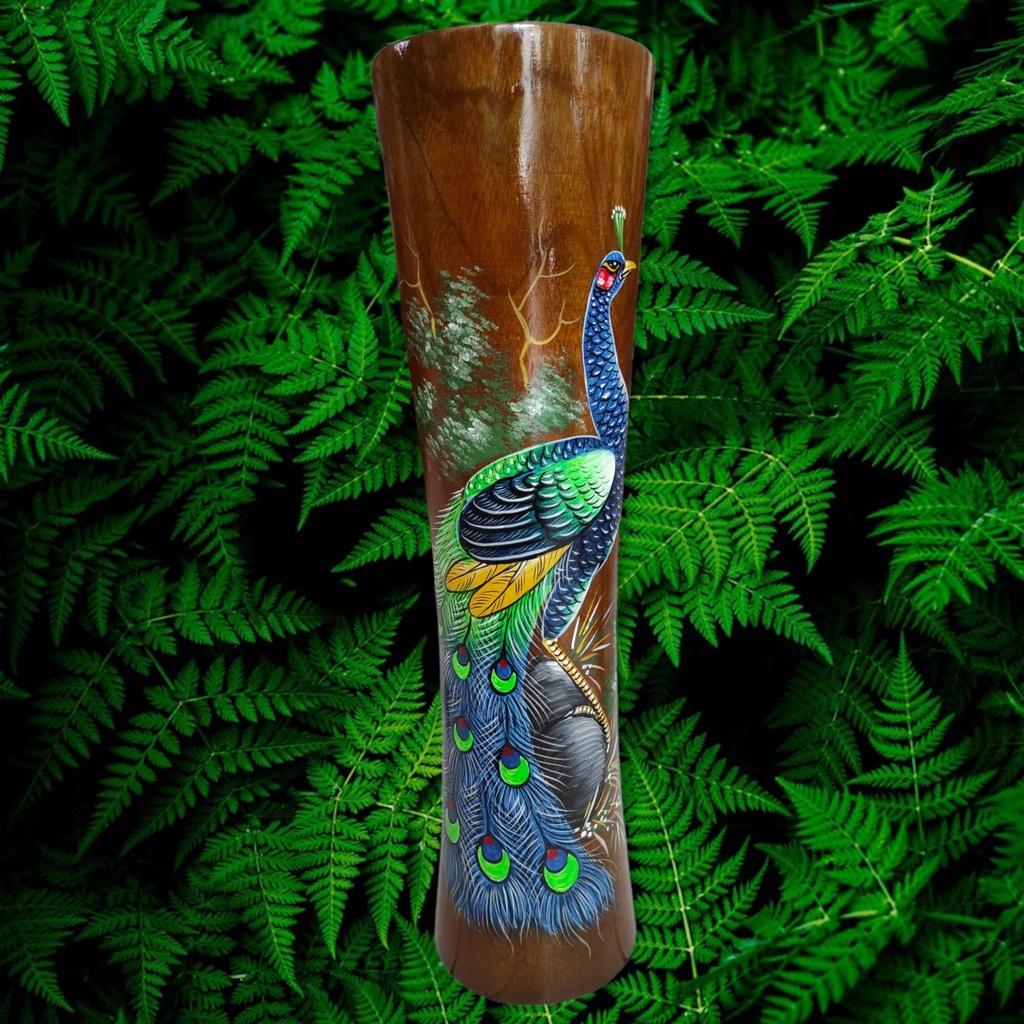 Vas Bunga Kayu Jati Lukis