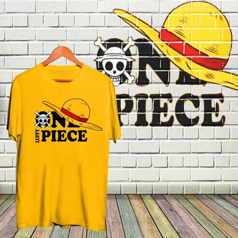 BAJU KAOS T SHIRT DISTRO ANIME JEPANG ONE PIECE TOPI JERAMI LUFFY PRIA WANITA COWOK CEWEK UNISEX KUN