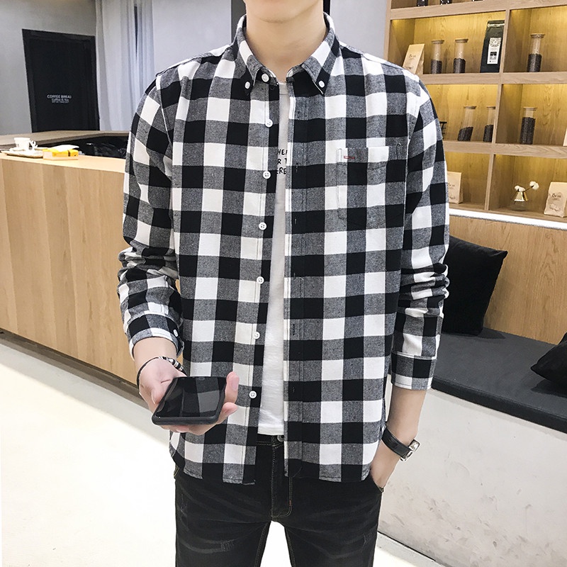 Kemeja Flanel Impor Pria Distro Lengan Panjang Kemeja Kotak Kotak Pria TERLARIS 2024 Size M L XL XXL