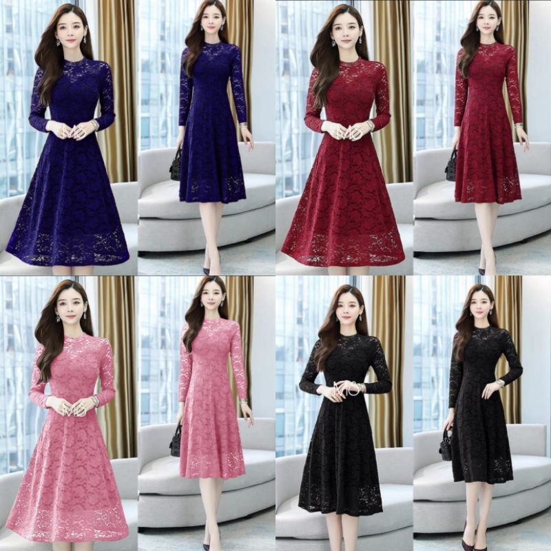 maxi,long dress brukat dress party korea maroon