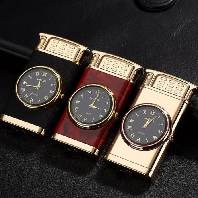 Korek Api Gas Plus Jam Aktif Model Elegan Lighter Api Las
