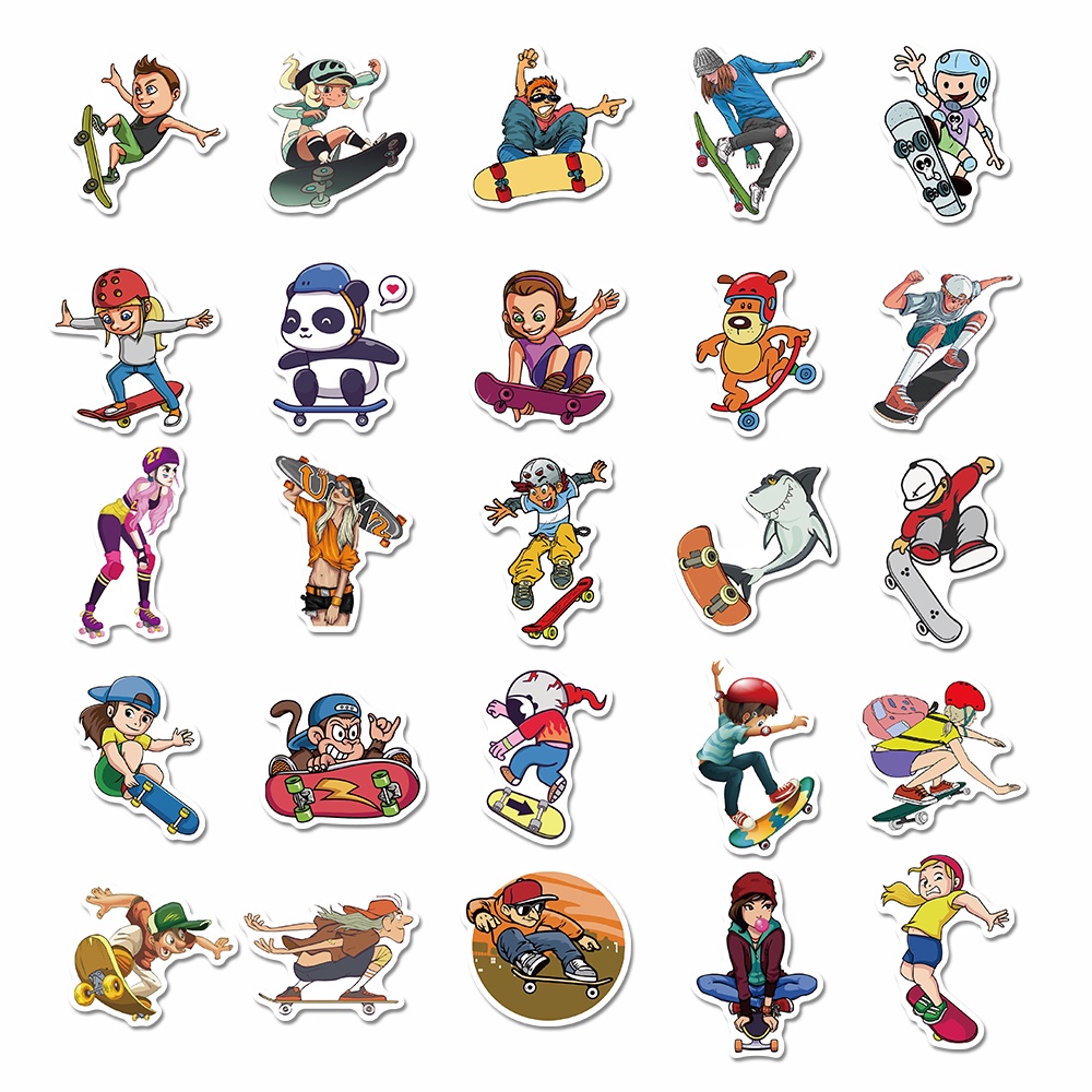 50 Pcs Stiker Motif Kartun Tahan Air Untuk Dekorasi Laptop / Skateboard