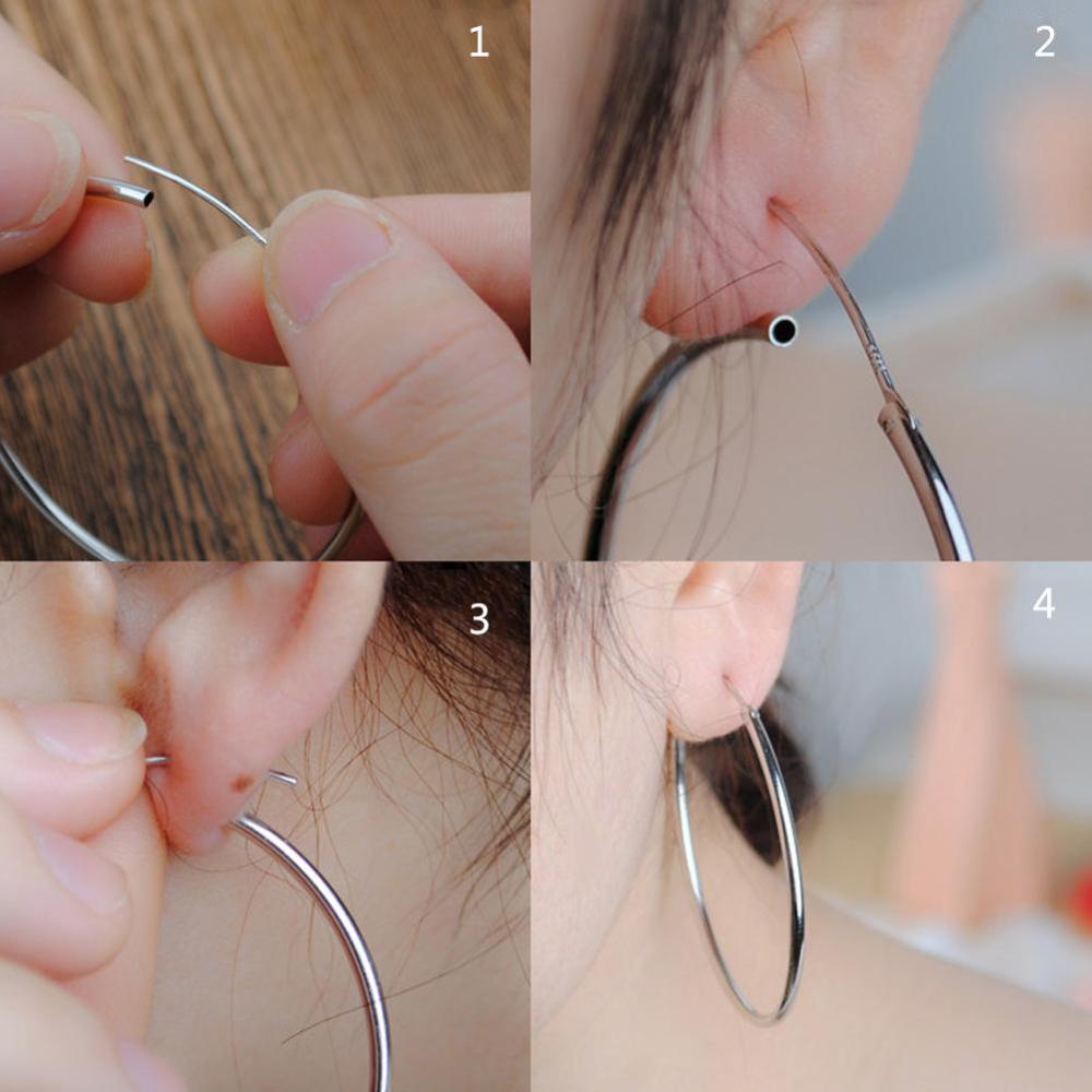 Timekey Anting Bulat Besar Lapis Silver 925 Anti Alergi Ukuran 30mm / 40mm / 50mm / 60mm / 70mm A4K1