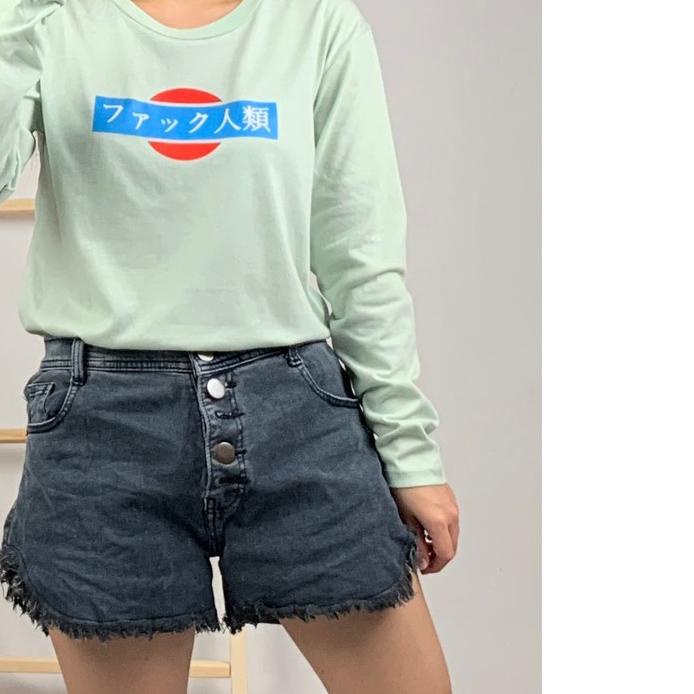 ℮ KAOS LENGAN PANJANG WANITA SAGE GREEN VOL 2 TUMBLR TEE BASIC HIJAU MATCHA SAGE GREEN ➱