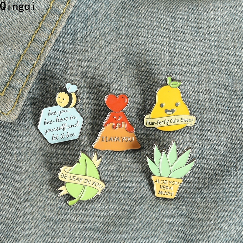 Pun Bros Pin Enamel Desain Lebahdaun Pearlidah Buaya Untuk Unisex