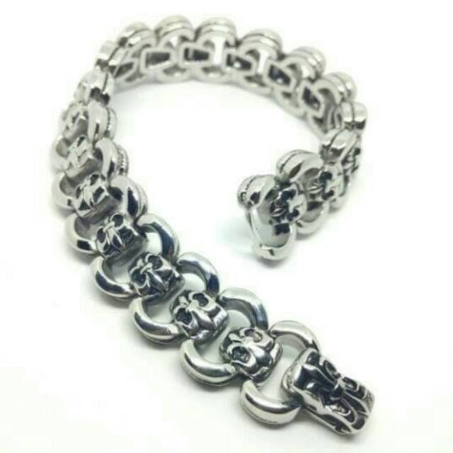 Gelang Pria Skull Titanium Rantai Unik