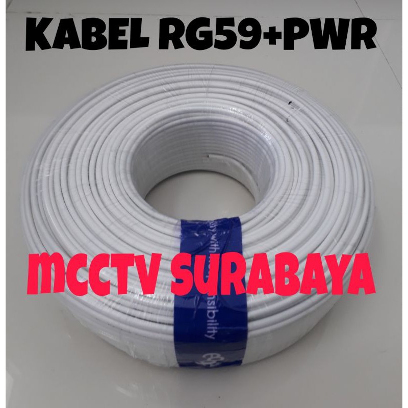 kabel cctv rg59 + power 50meter / Cable coaxial rg59+p