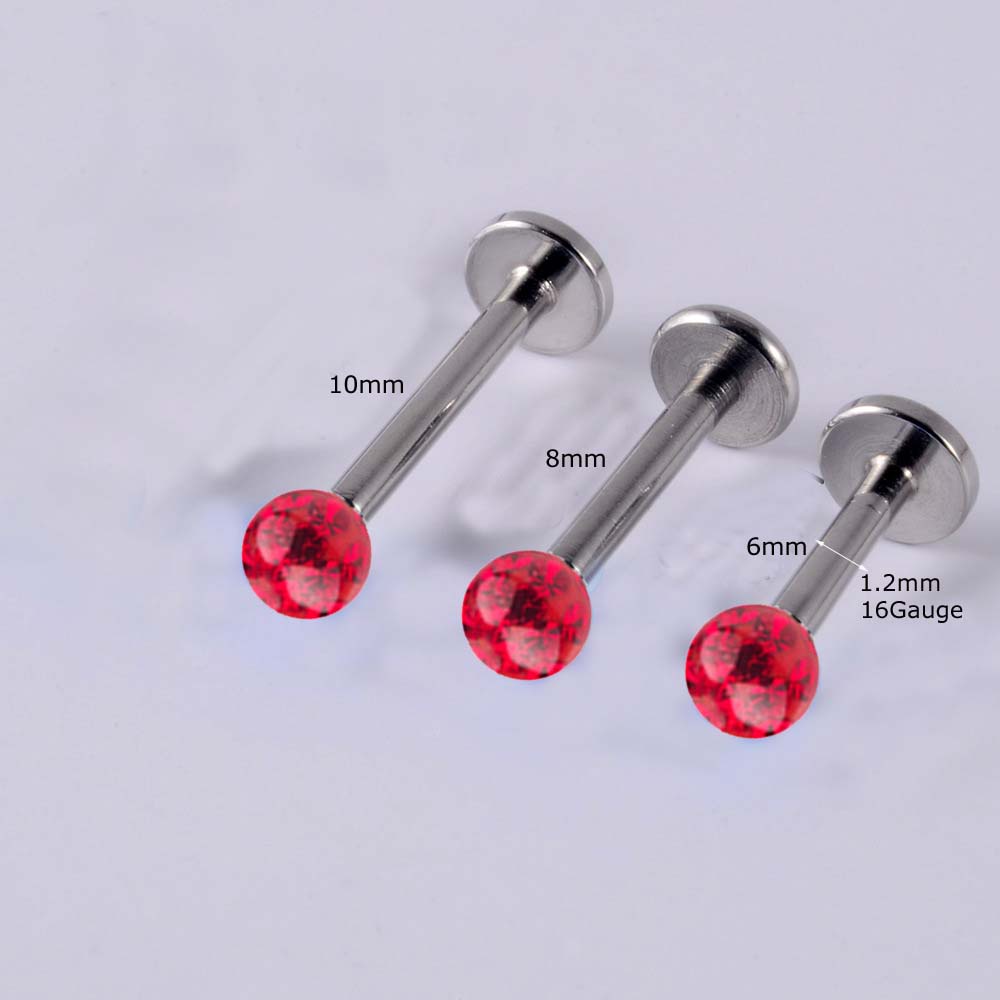 1 Piece Titanium Steel Lip Piercing Stud Helix Upper Lobe Earrings with Rhinestone