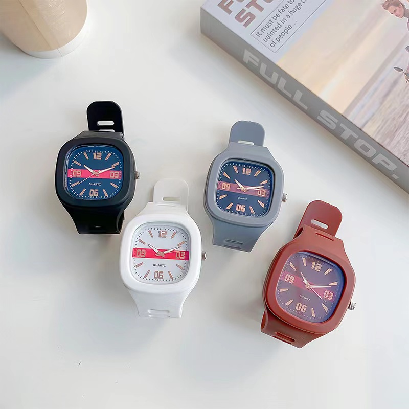 Jam Tangan Casual Analog Quartz  Wanita Dan Pria Strap Rubber Korean Fashion Import