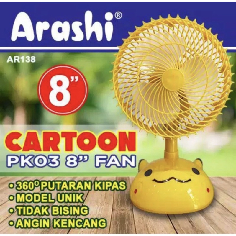 Arashi TDF838 Kipas Angin Meja WINDMILL Desk Fan Kecil TDF838 8 Inch 2 Speed Kecepatan