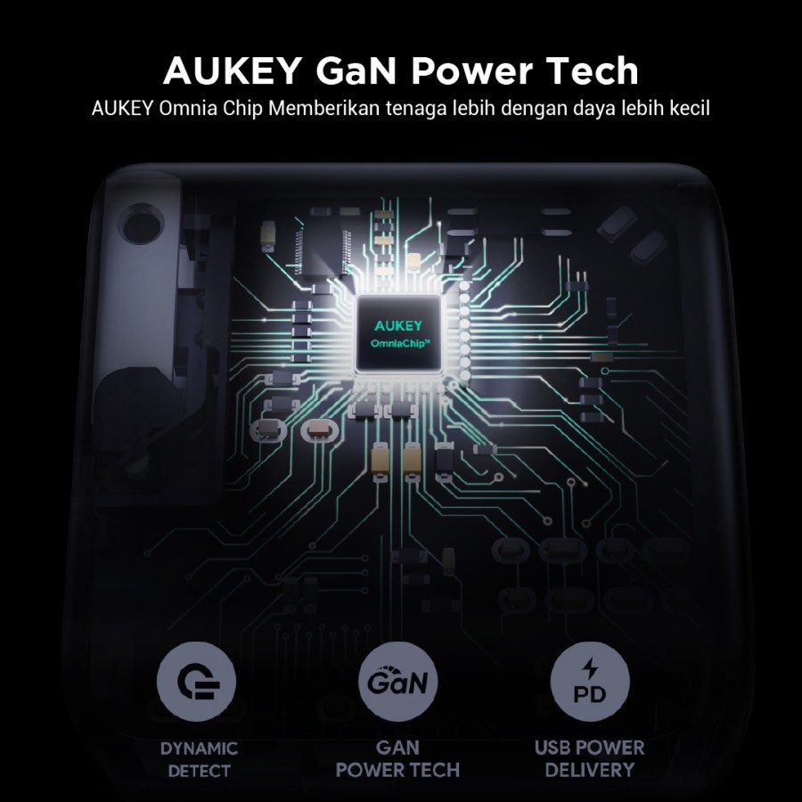 AUKEY PA-B3 - OMNIA MIX 65W - Dual Port PD Charger with GanFast Tech