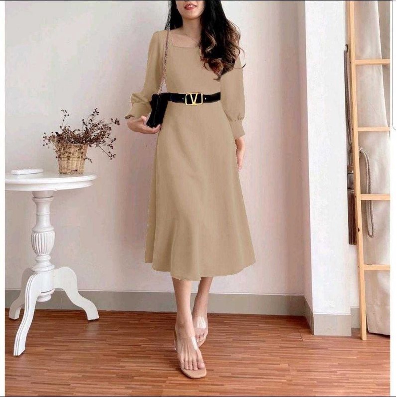 RR DRESS STEVIE 4 WARNA FASHION WANITA BAJU WANITA DRESS SCUBA DRESS PINK DRESS CREAM DRESS WHITE DR