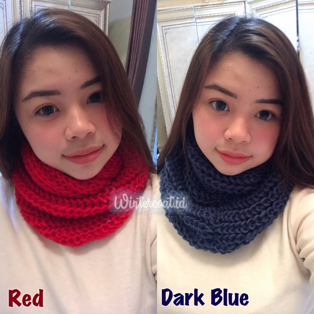 READY INDONESIA Infinity Scarf 2 Ring Syal musim dingin cewek wanita wool import bahan rajut scarf