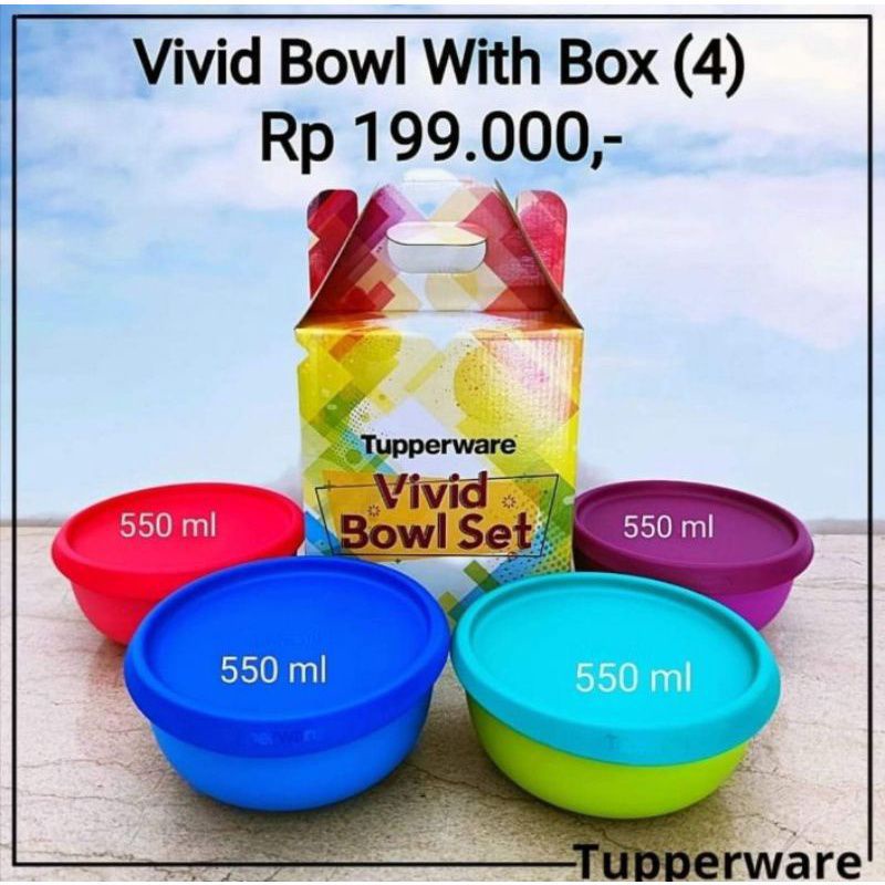 

Tuperware Vivid Bowl 4pcs Bowl Mangkok ada Box