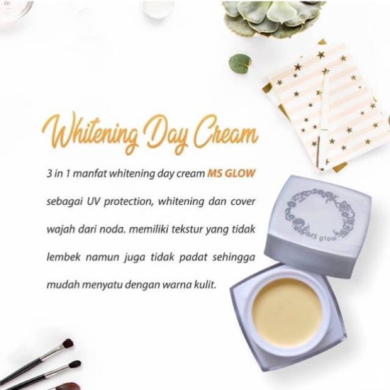 Whitening day cream ms glow / cream siang ms glow / krim pagi ultimate acne msglow