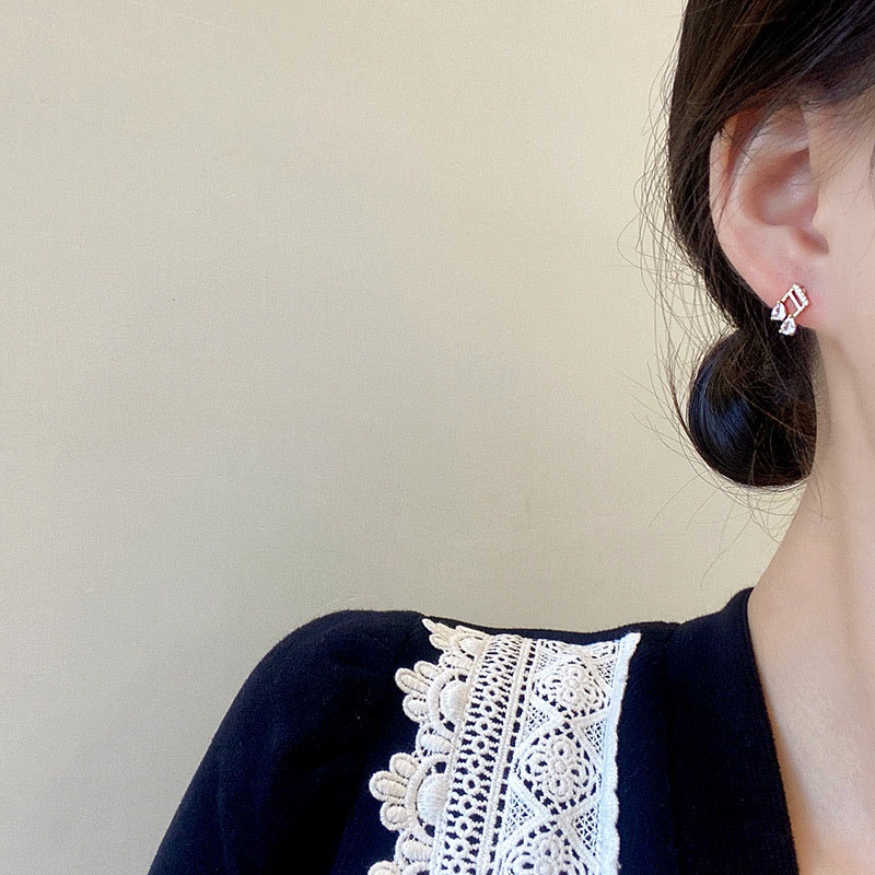 Shuling Wholesale Micro-plated Diamond Earrings Female Cute Stud Earrings S925 Music Note Earrings