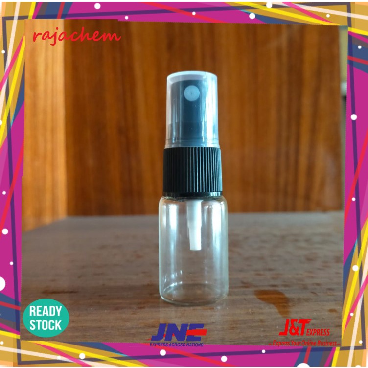 Botol Kaca Clear 10 ml Tutup Spray Hitam 10ml