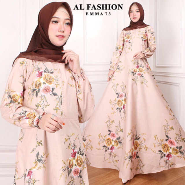 AB Agen Baju Official shop - maxi emma gamis bahan mirip katun jepang maxi dress jumbo fit to xl