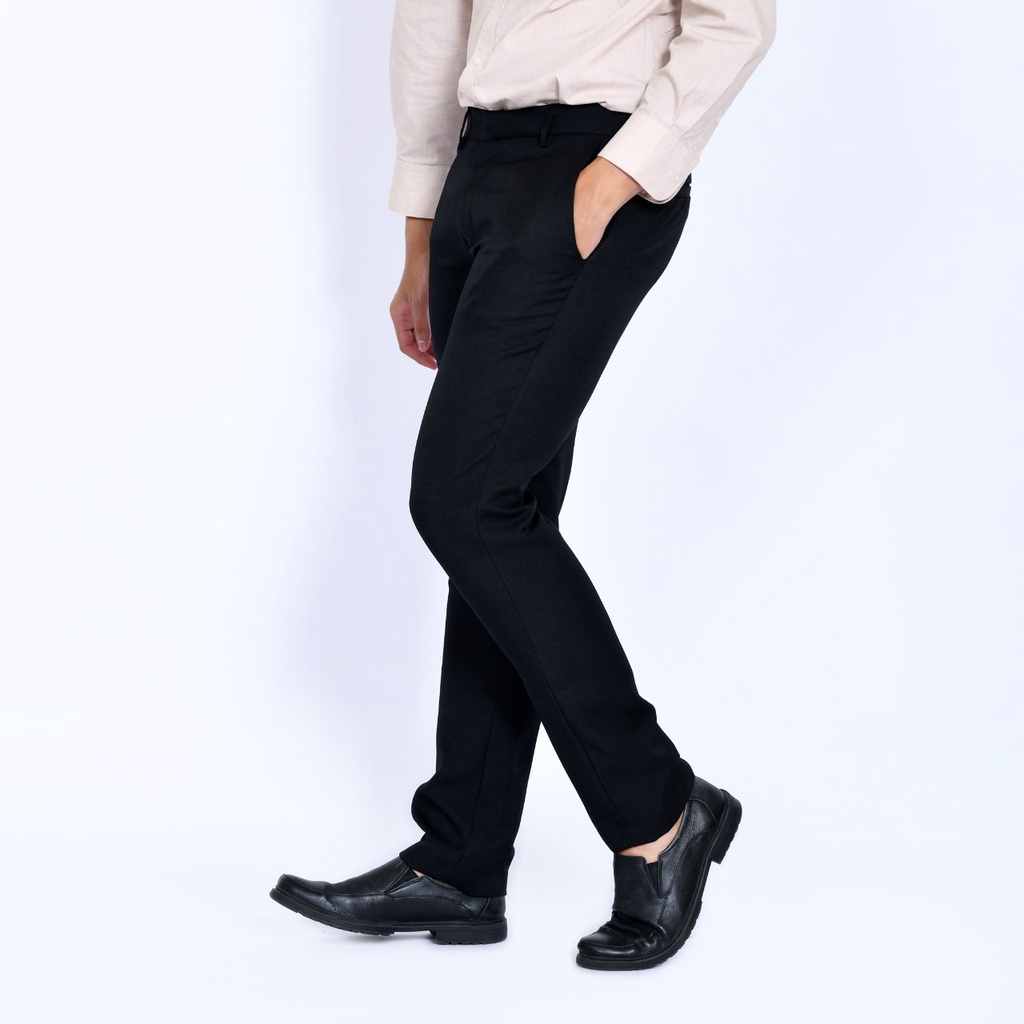 EMOLINE Celana Bahan Formal Pria Men Panjang Kantor Kerja Hitam