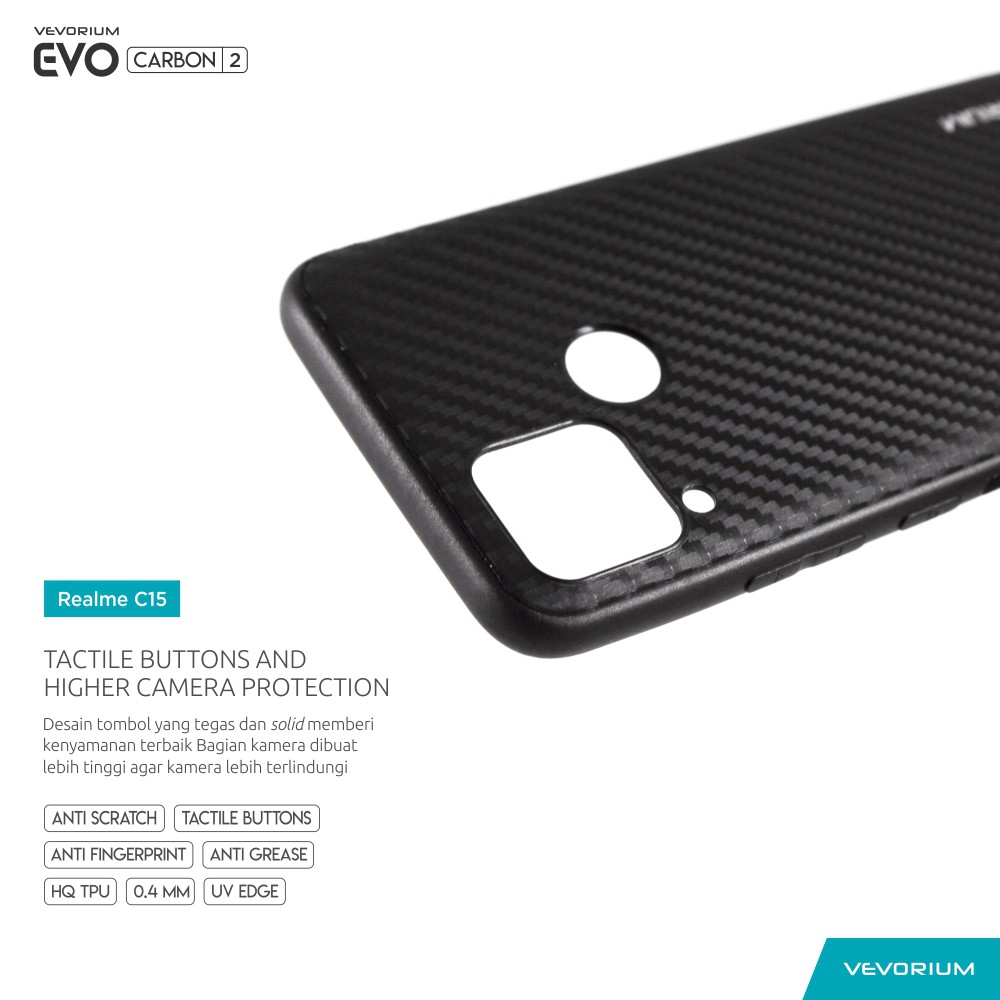 FREE TEMPERED GLASS VEVORIUM EVO CARBON Realme C15 Soft Case