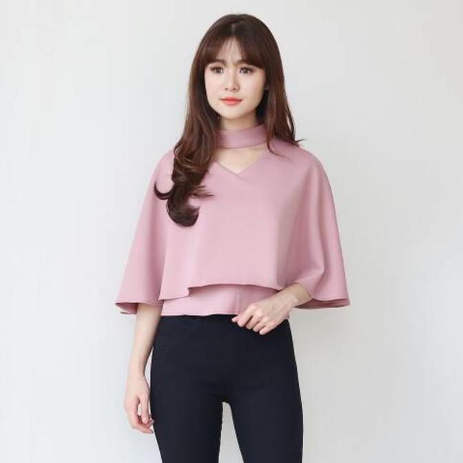 BARANG MURAH BAJU ATASAN WANITA MURAH/ATASAN KOREA IMPORT - VENUS BLOUSE - NAVY, M
