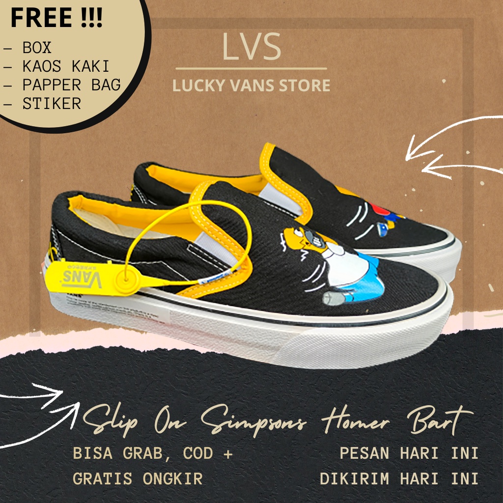 (BISA COD & INSTANT) VANS SLIP ON SIMPSONS HOMER BART WAFFLE DT | VANS SLIP ON SIMPSONS HOMER BART |