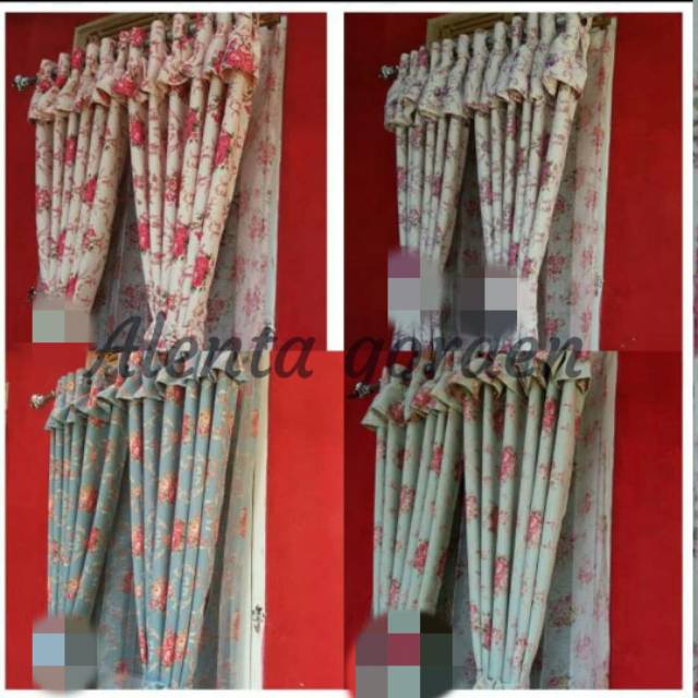 Gorden shabby blackout poni rempel gordyn jendela pintu korden hordeng gordeng shabbychic tirai