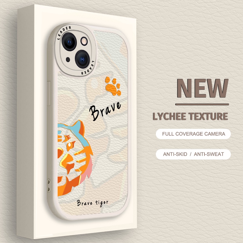 Soft Case Motif Graffiti Harimau Brave Warna Kontras Untuk iPhone 6 / 7 / 8 Plus / X / XR / Xs Max 13 / 11 Pro Max