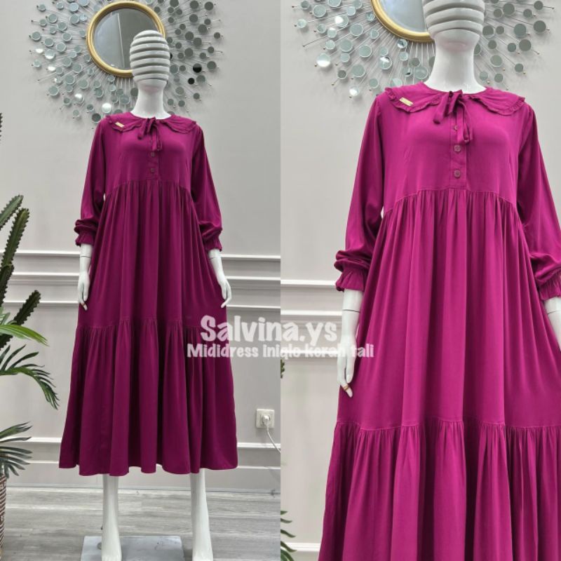 GAMIS MIDI DRESS SALVINA YS ORIGINAL/MIDI DRESS SALVINA KERAH TALI/AHMED STORE