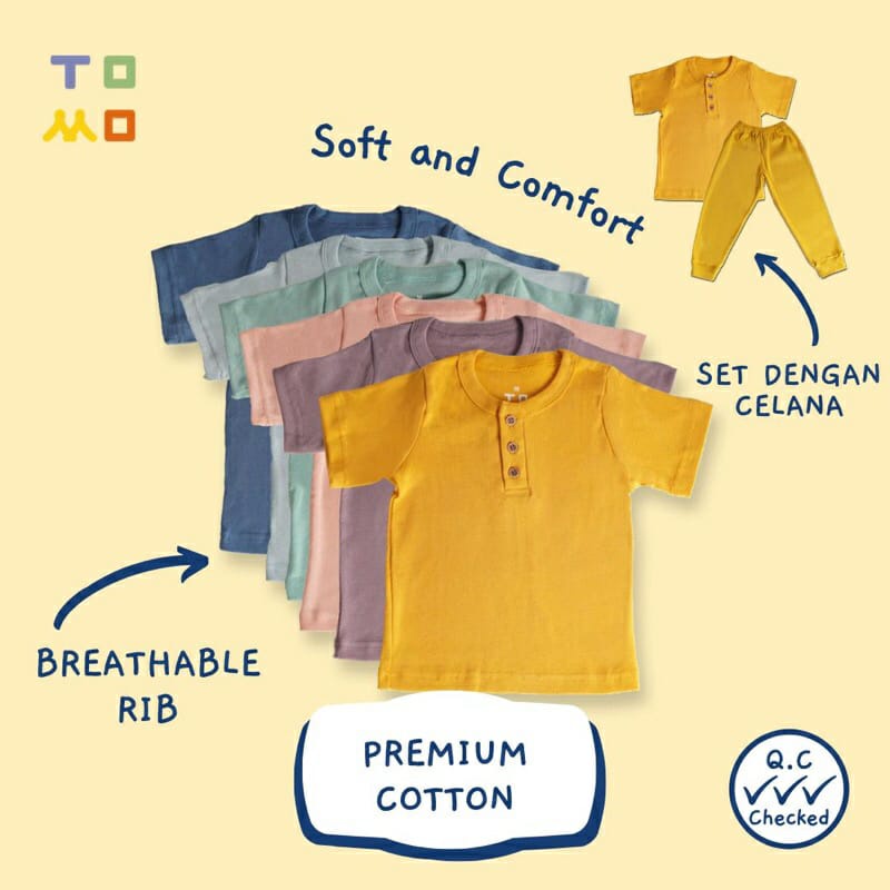 TOMO Tanoshii set│Piyama anak 1- 5 thn │Kaos dan celana anak