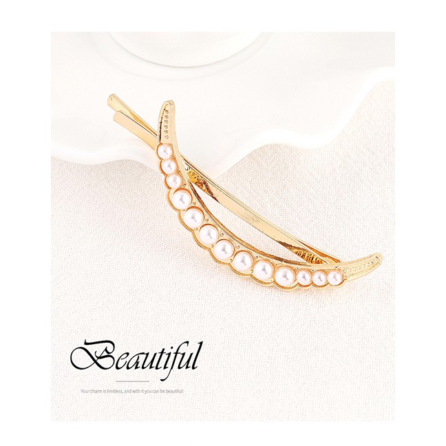 LRC Jepit Rambut Fashion Gold Half Moon Hairpin Y61458