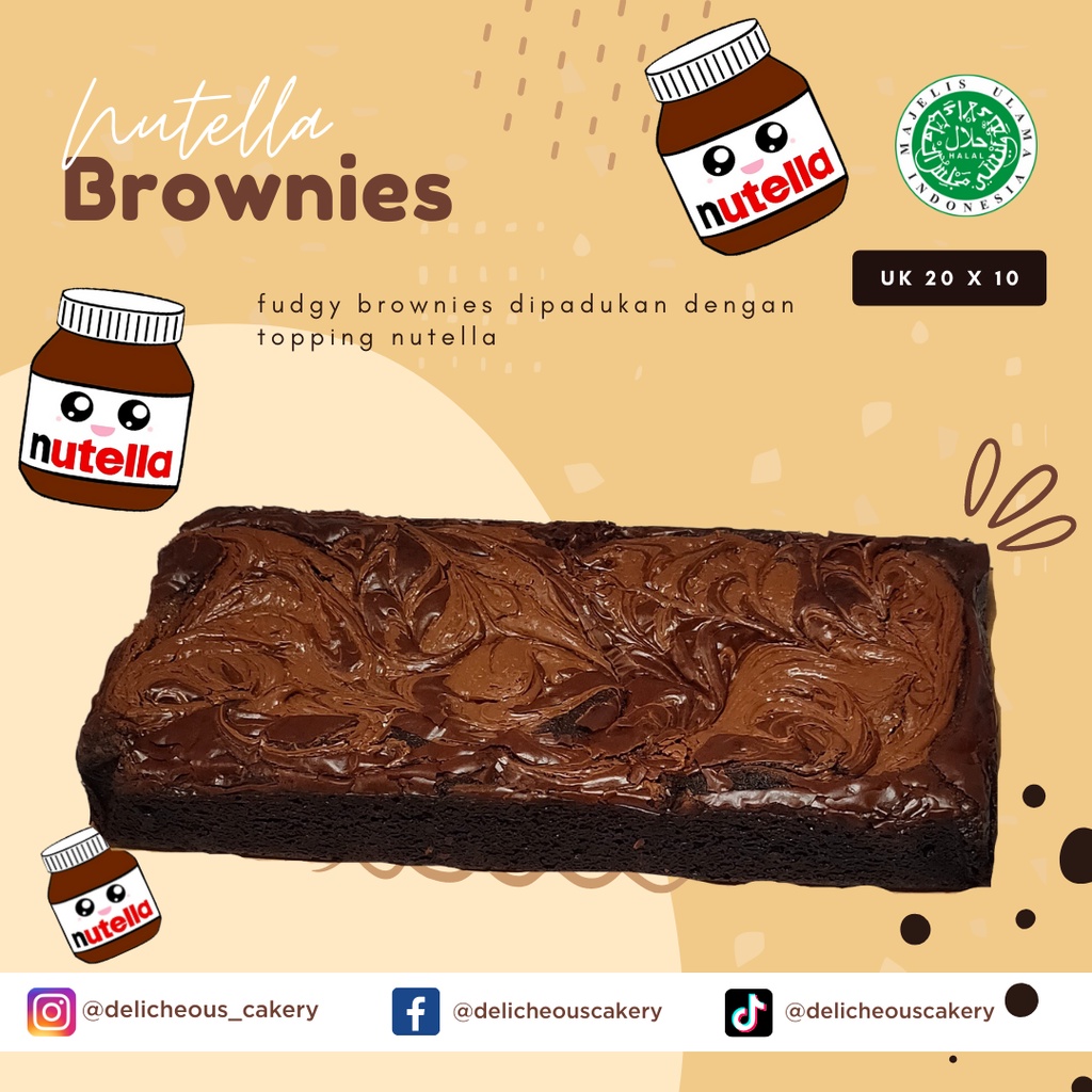 

BROWNIES PANGGANG || FUDGY BROWNIES || BROWNIES NUTELLA UK 20 X 10