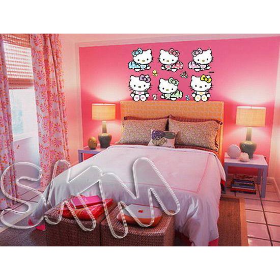 WALL STIKER STICKER DINDING WALLSTICKER HELLO KITTY BABY HK PINK RUANG TIDUR ANAK CEWEK PREMPUAN