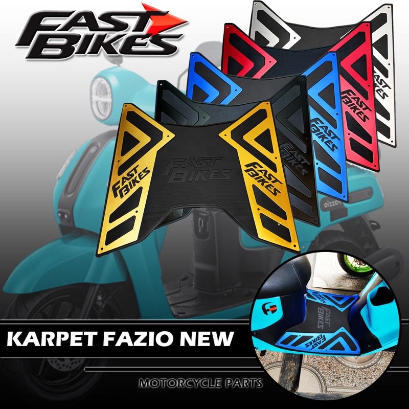 KARPET FAZIO PLAT BORDES NEW FASTBIKES PNP FAZIO 125 160 PIJAKAN KAKI CNC YAMAHA FAZIO