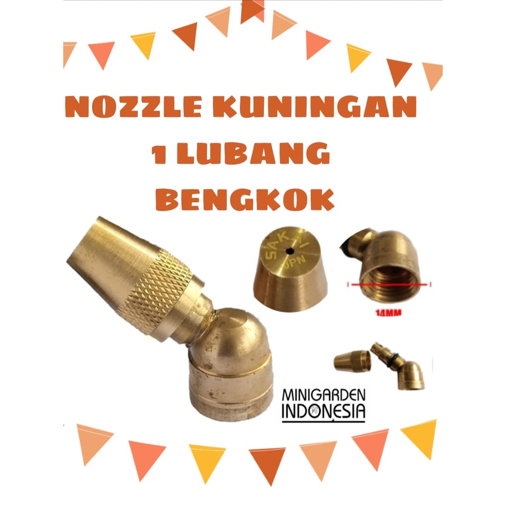 NOZZLE KUNINGAN KEPALA SPRAYER SPUYER 1 LUBANG BENGKOK SAKAI LURUS