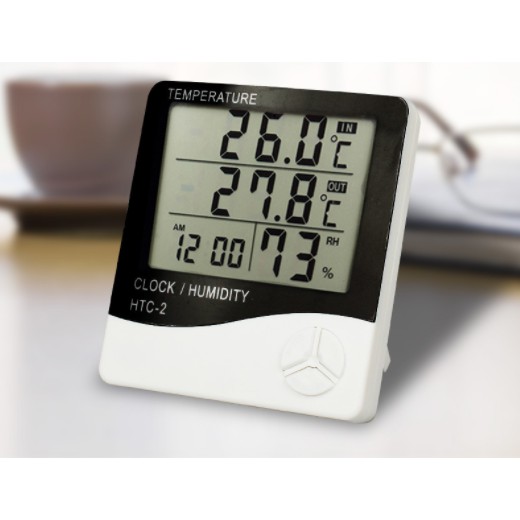 Pengukur Suhu Ruangan HTC 2 Hygrometer Digital Temperature Humidity with Clock Alarm Calendar