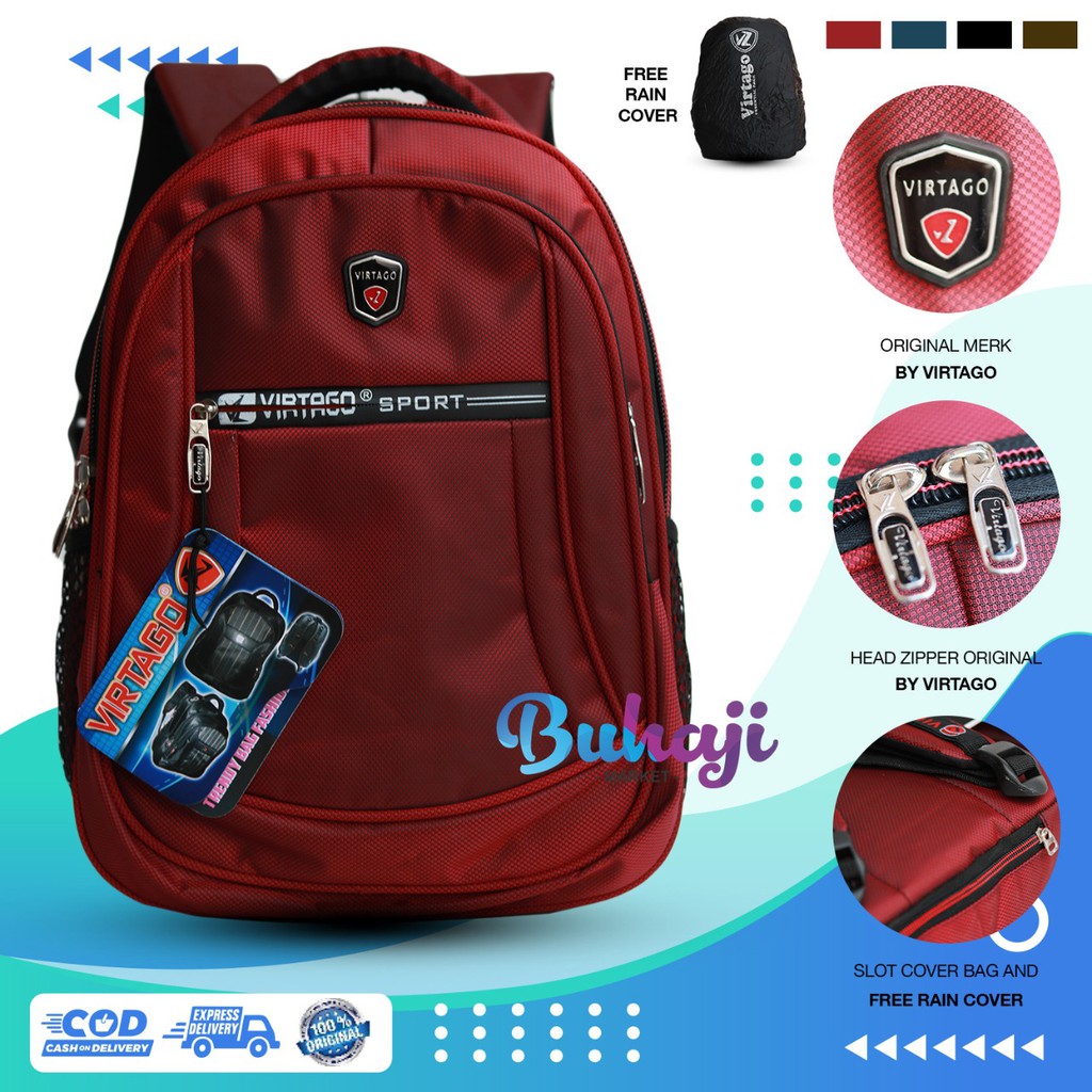 (Bisa COD) Tas Ransel Sekolah TK-SD-SMP Virtago Sport Original 100% | Unisex High Quality