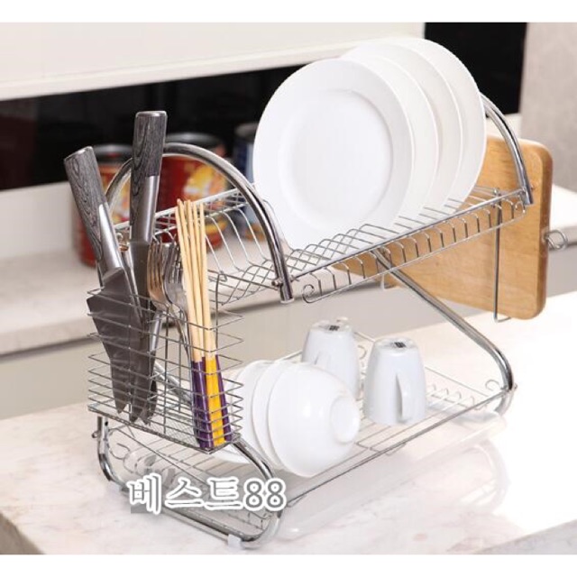 Rak piring gelas 2 susun stainless