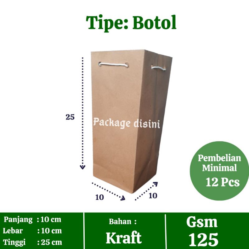 

tas kertas botol, tas kertas tumbler, P10 L10 T25