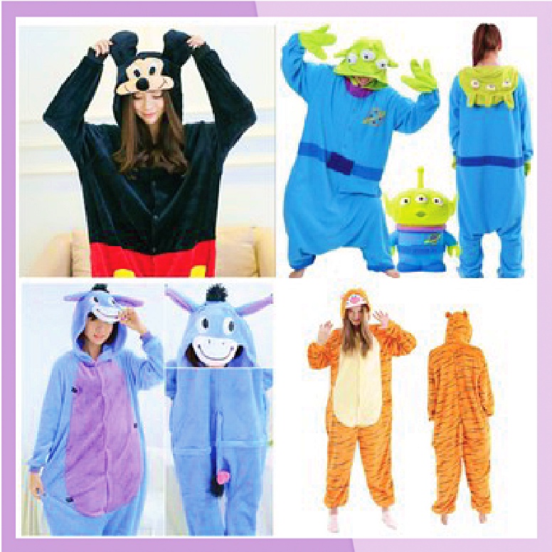 KOSTUM ONESIE DISNEY KIGURUMI DEWASA MINNIE STITCH WINNIE EEYORE dll