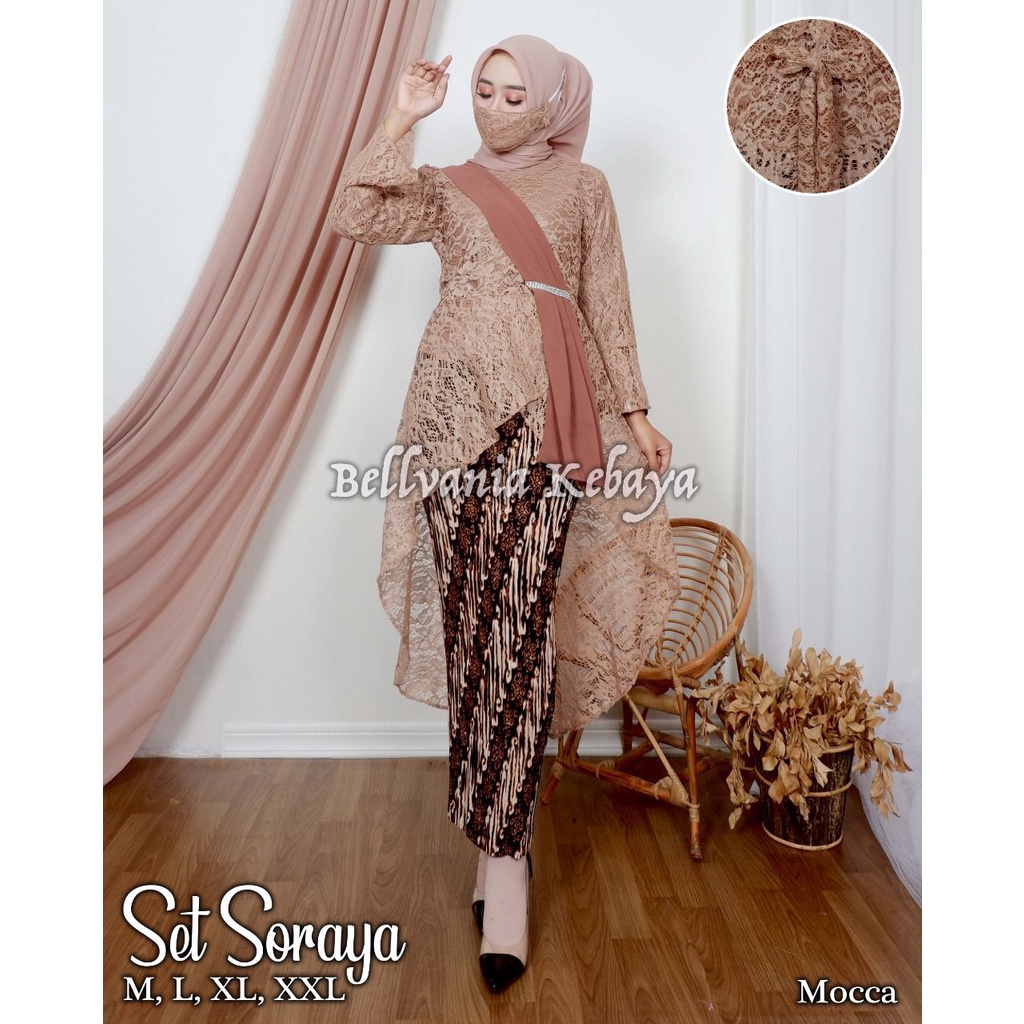 Permata Olshop / Set Soraya Brokat / Kebaya Salendang / Kebaya Tundangan / Baju Buat Pesta / Kebaya Wisuda