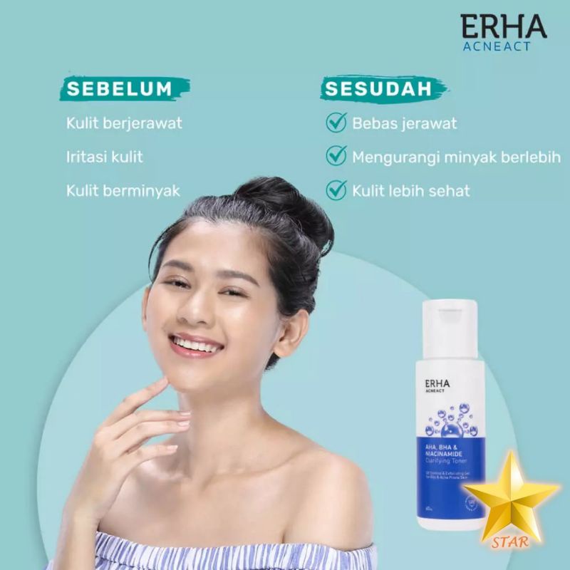 ERHA Acneact AHA BHA &amp; Niacinamide Clarifying Toner 60mL - Toner Wajah Berjerawat