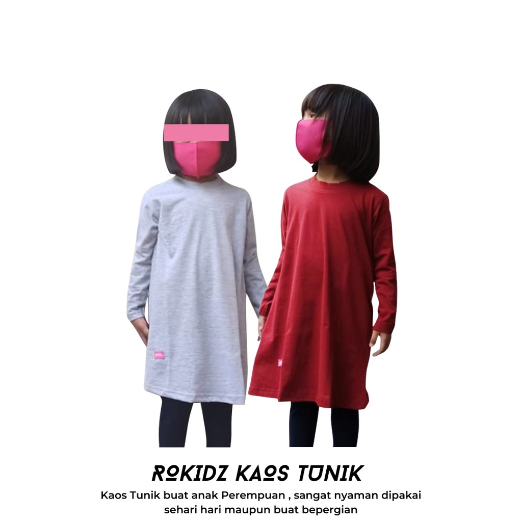 (BISA COD) Kaos Tunik Anak Perempuan Lengan Panjang Kaos Tunik Murah ROKIDZ