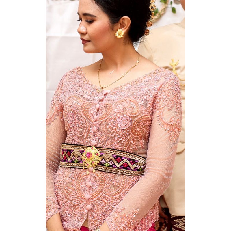 kebaya payet pink salmon cantik